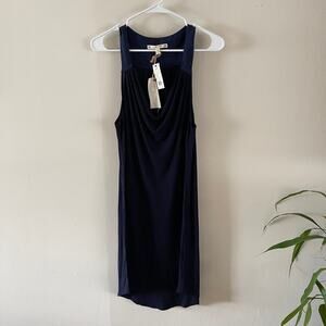 Soft Joie Ellea Linen Blend Tank Dress Womens Medium Blue Silk Relaxed Flowy